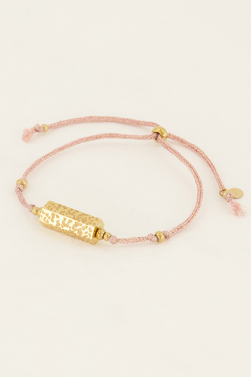 Souvenir roze armband met panterprint bedel