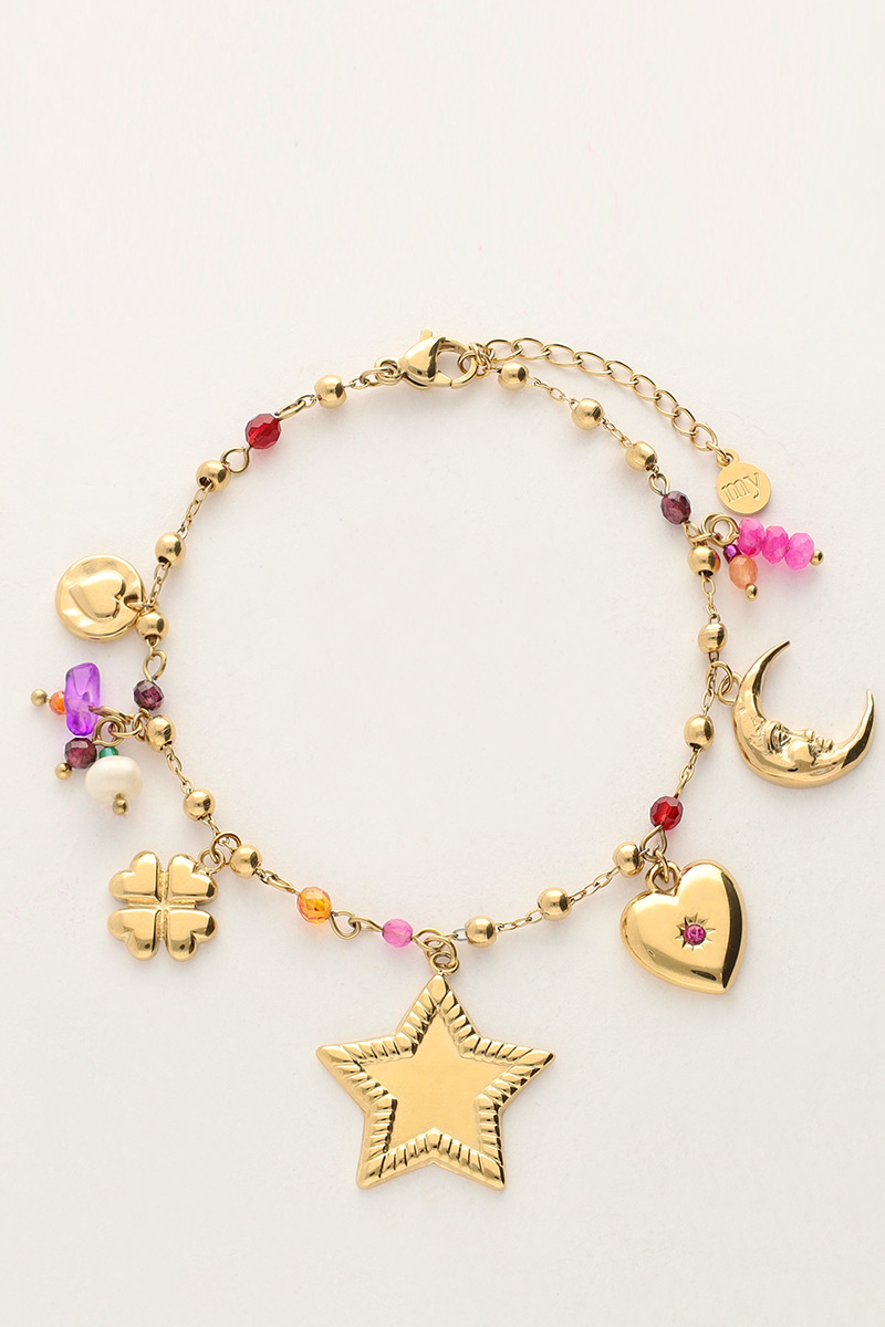 Starry charm bracelet with star and beads