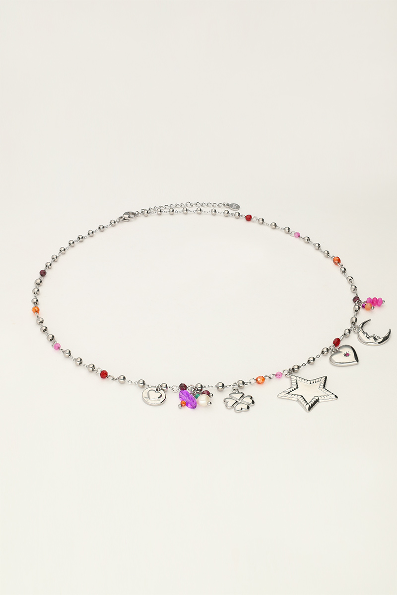 Starry charm necklace with star and beads