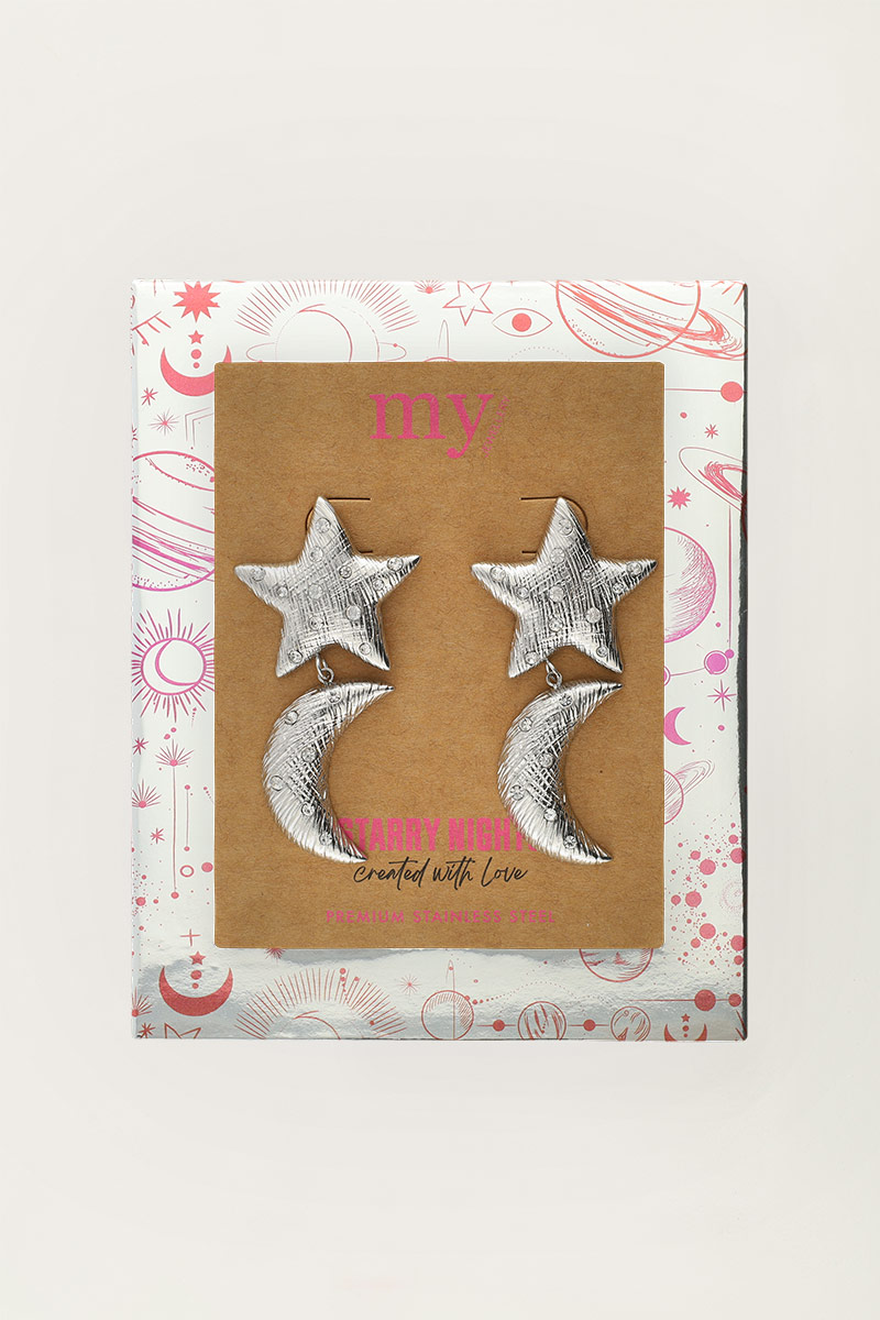 Starry drop earrings with moon & star | My Jewellery