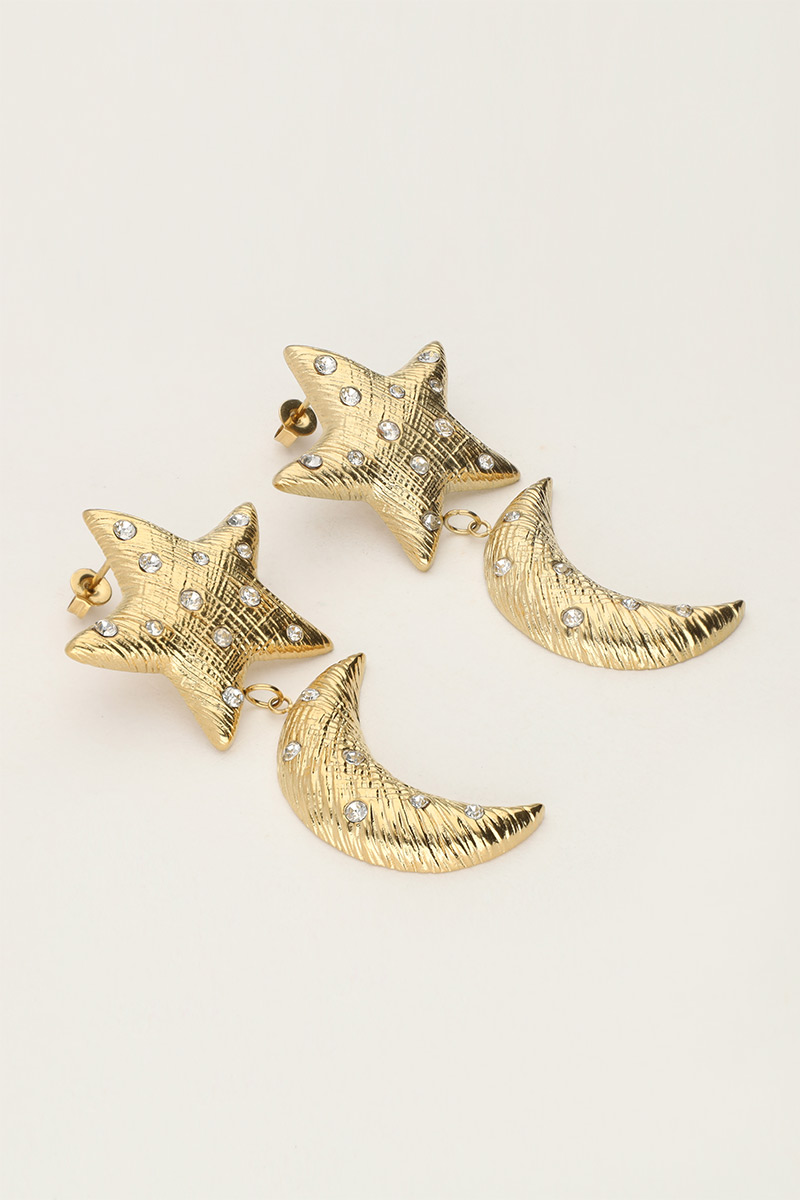 Starry drop earrings with moon & star | My Jewellery