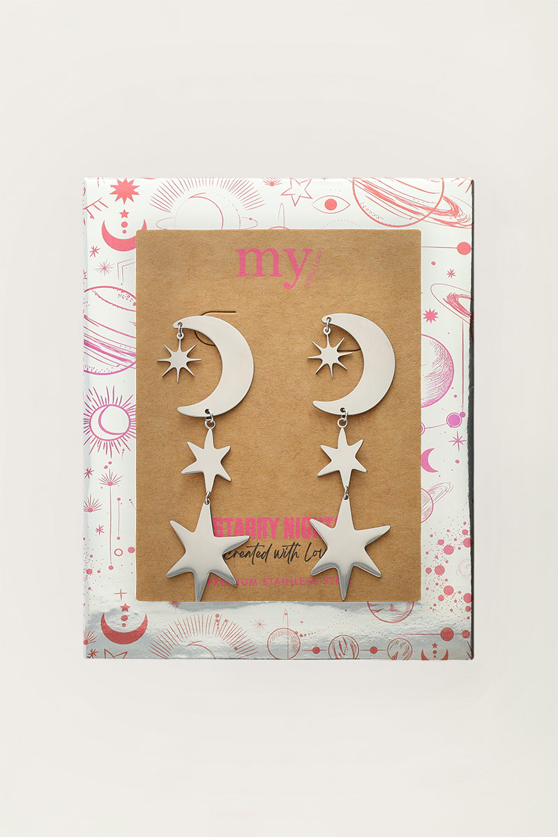 Starry drop earrings with moon & stars | My Jewellery