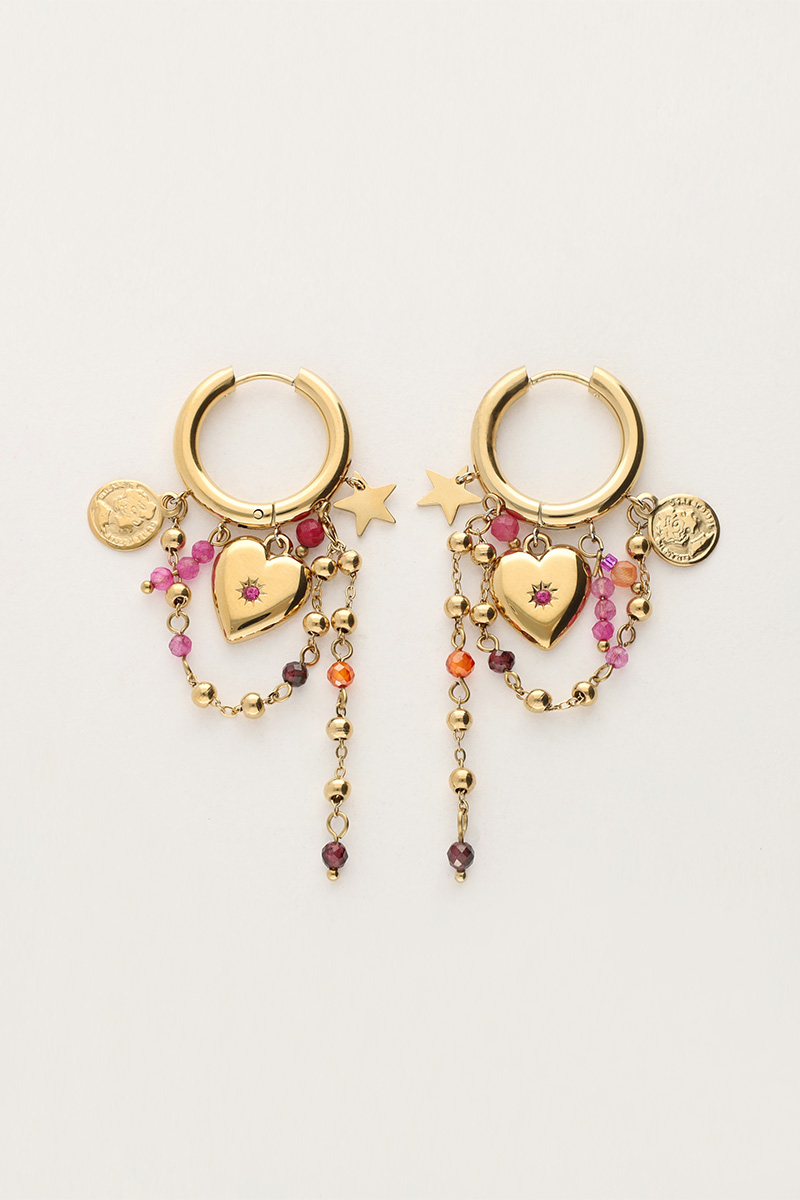 Boucles d'oreilles Starry avec cœur et perles