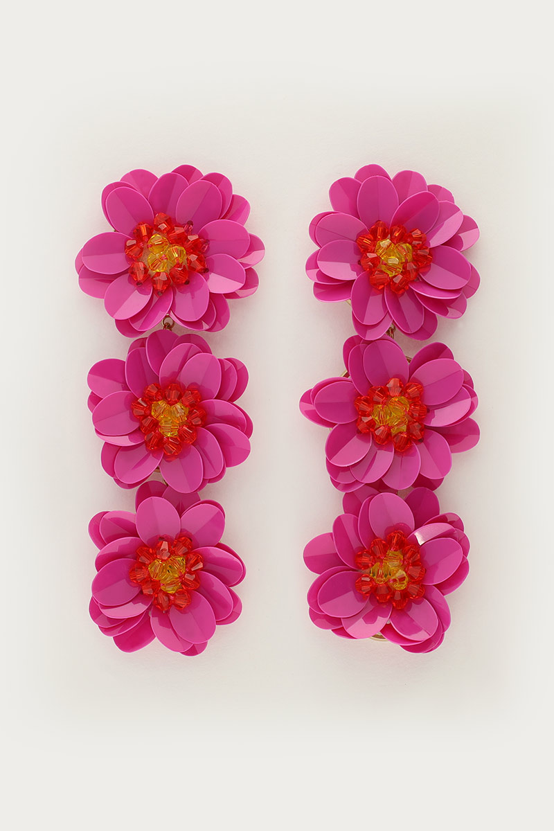 Statement earrings with pink flowers | My Jewellery