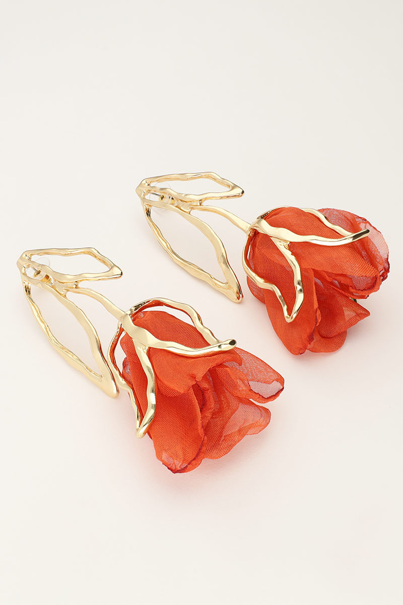 Statement earrings with orange tulip | My Jewellery