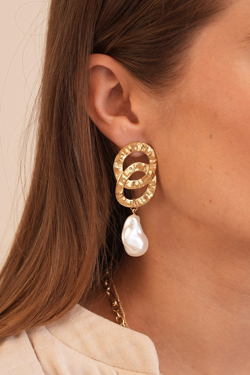 Statement oval earrings with imitation pearls | My Jewellery