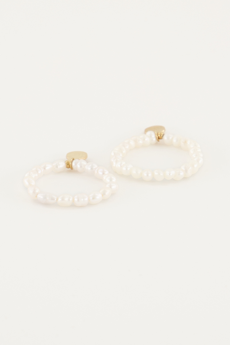 Stretch ringen set met parels