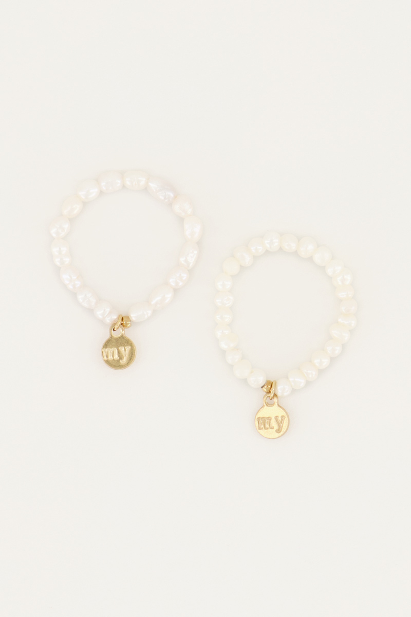 Stretch ringen set met parels