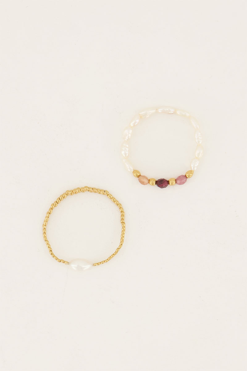 Stretch ringen set met parels & kralen