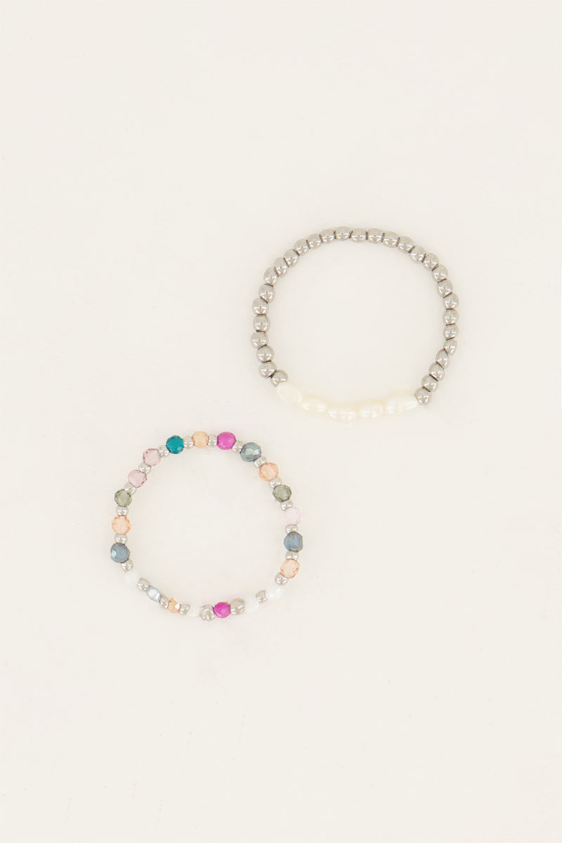 Lot de bagues élastiques avec variété de perles