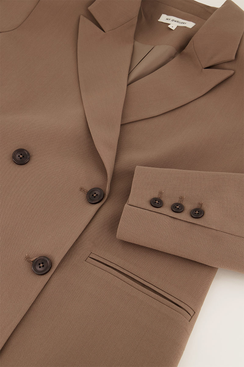Taupe blazer met dubbele knopen | My Jewellery
