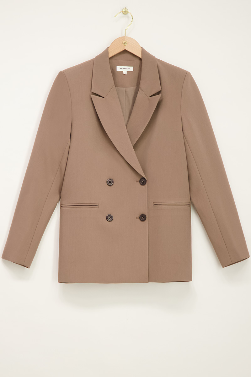 Taupe blazer met dubbele knopen | My Jewellery