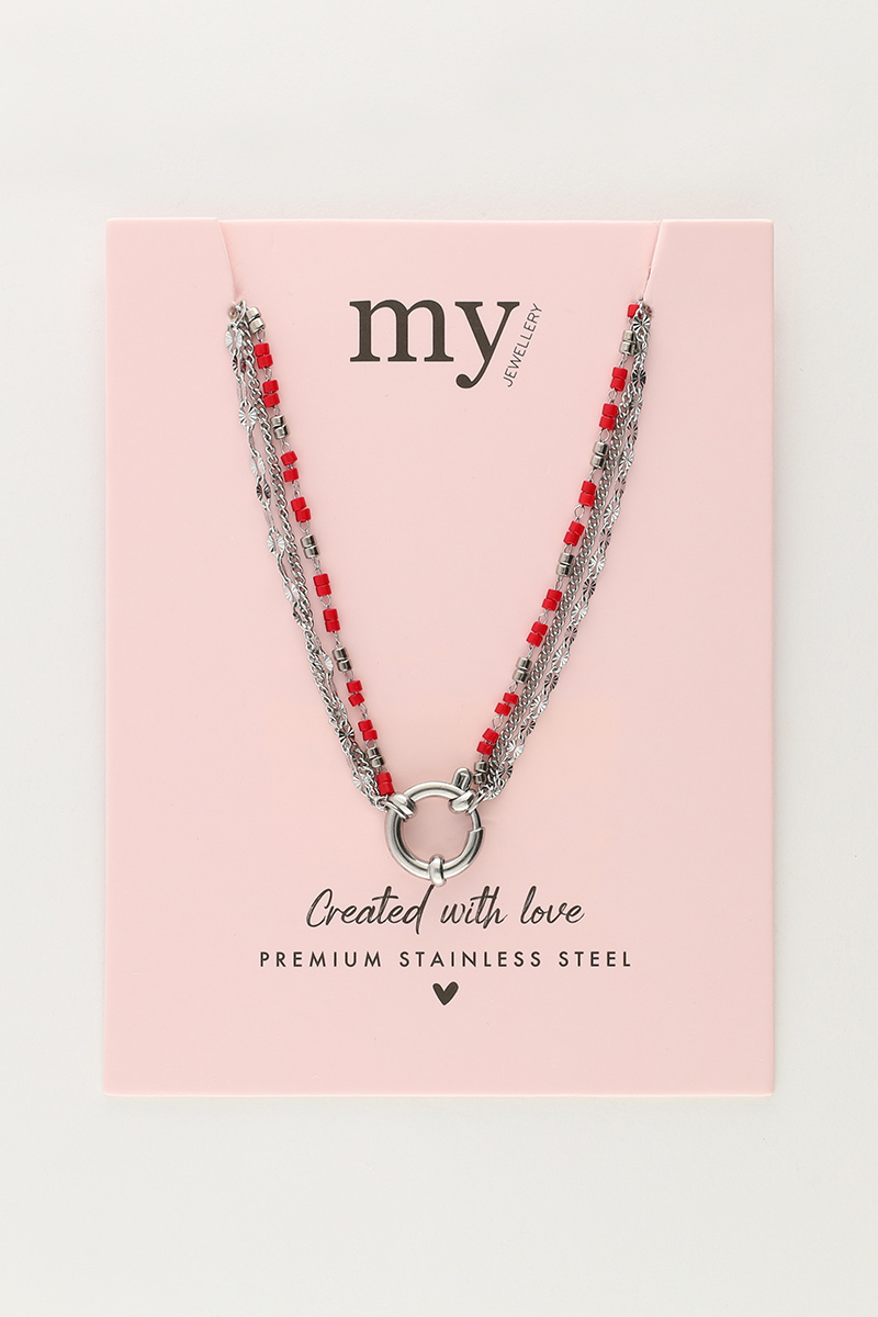 Triple necklace with red beads | My Jewellery