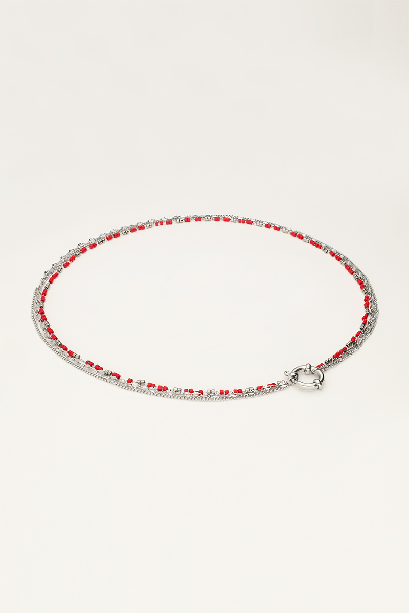 Triple necklace with red beads | My Jewellery