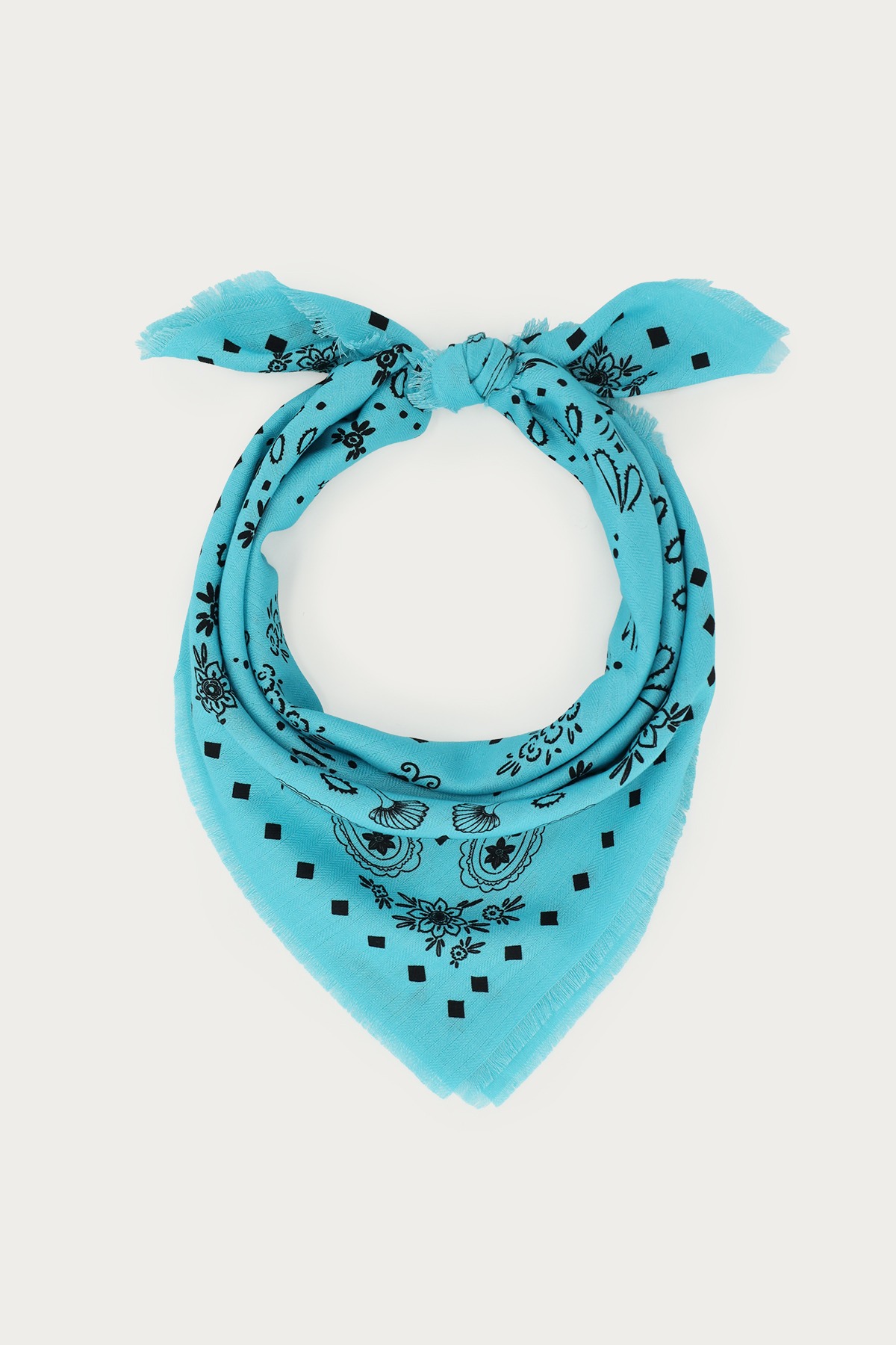 Turquoise scarf with paisley print | My Jewellery