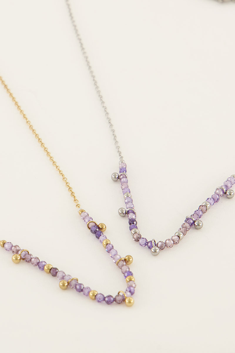 Vintage ketting met lila kralen & bolletjes | My Jewellery