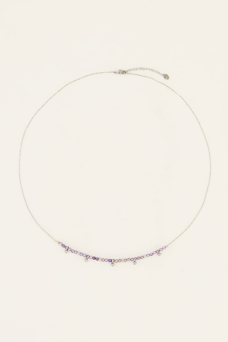 Vintage ketting met lila kralen & bolletjes