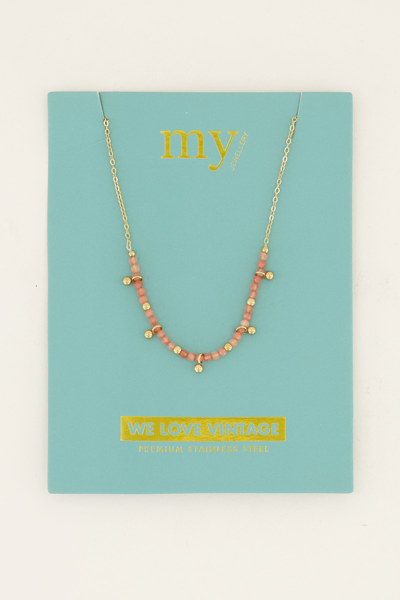Vintage ketting met oranje kralen & bolletjes