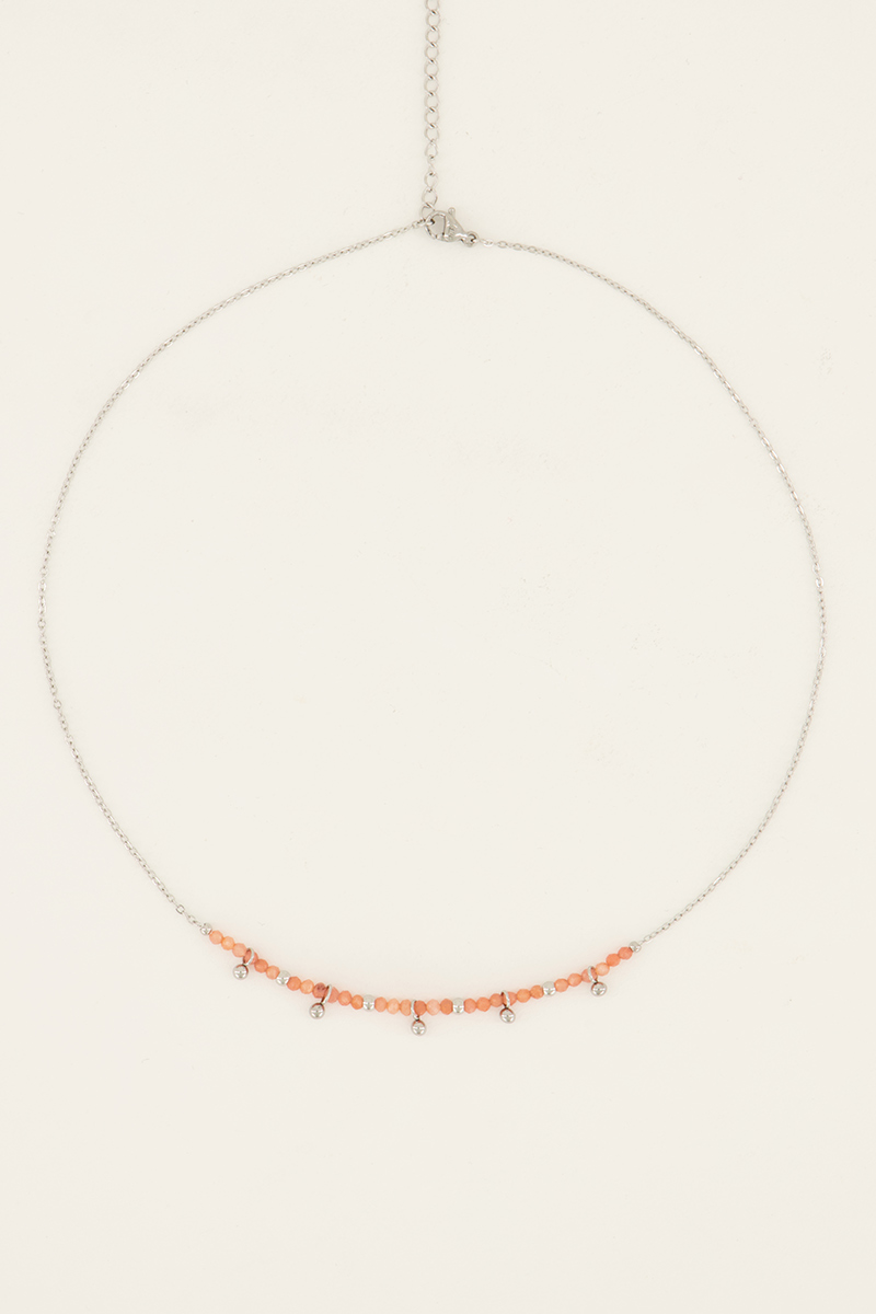 Vintage-Halskette mit orangefarbenen Perlen und Kugeln