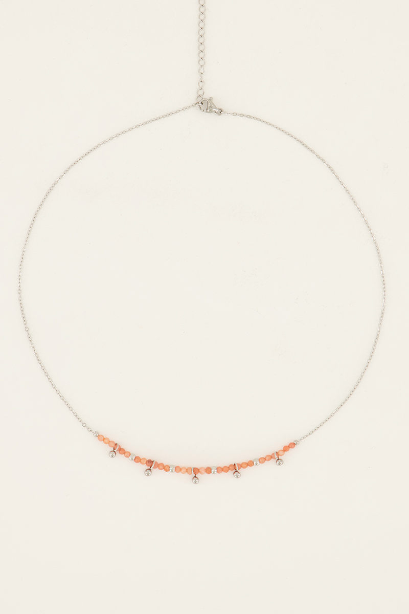 Vintage ketting met oranje kralen & bolletjes