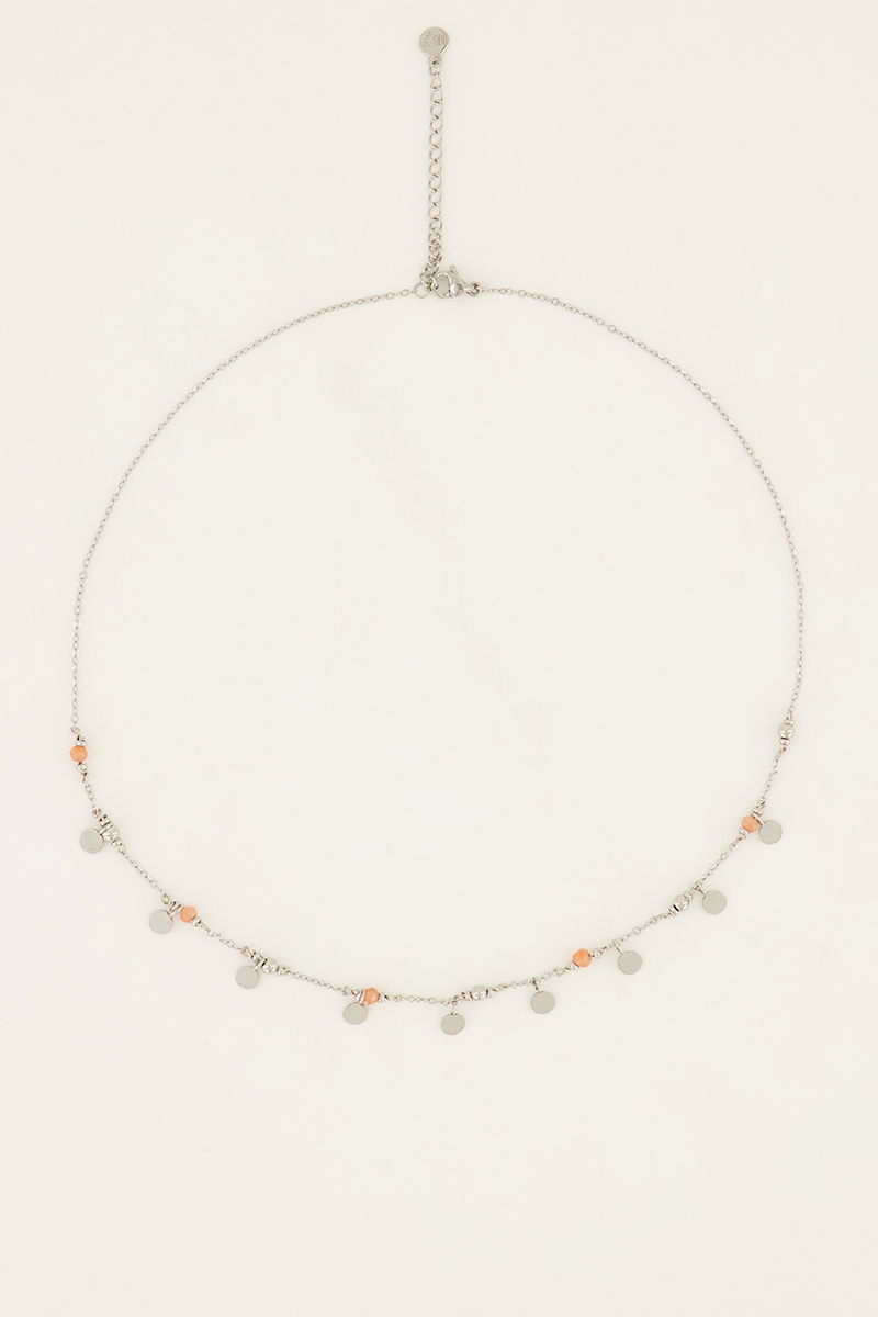 Vintage-Halskette mit orangefarbenen Perlen und Münzen