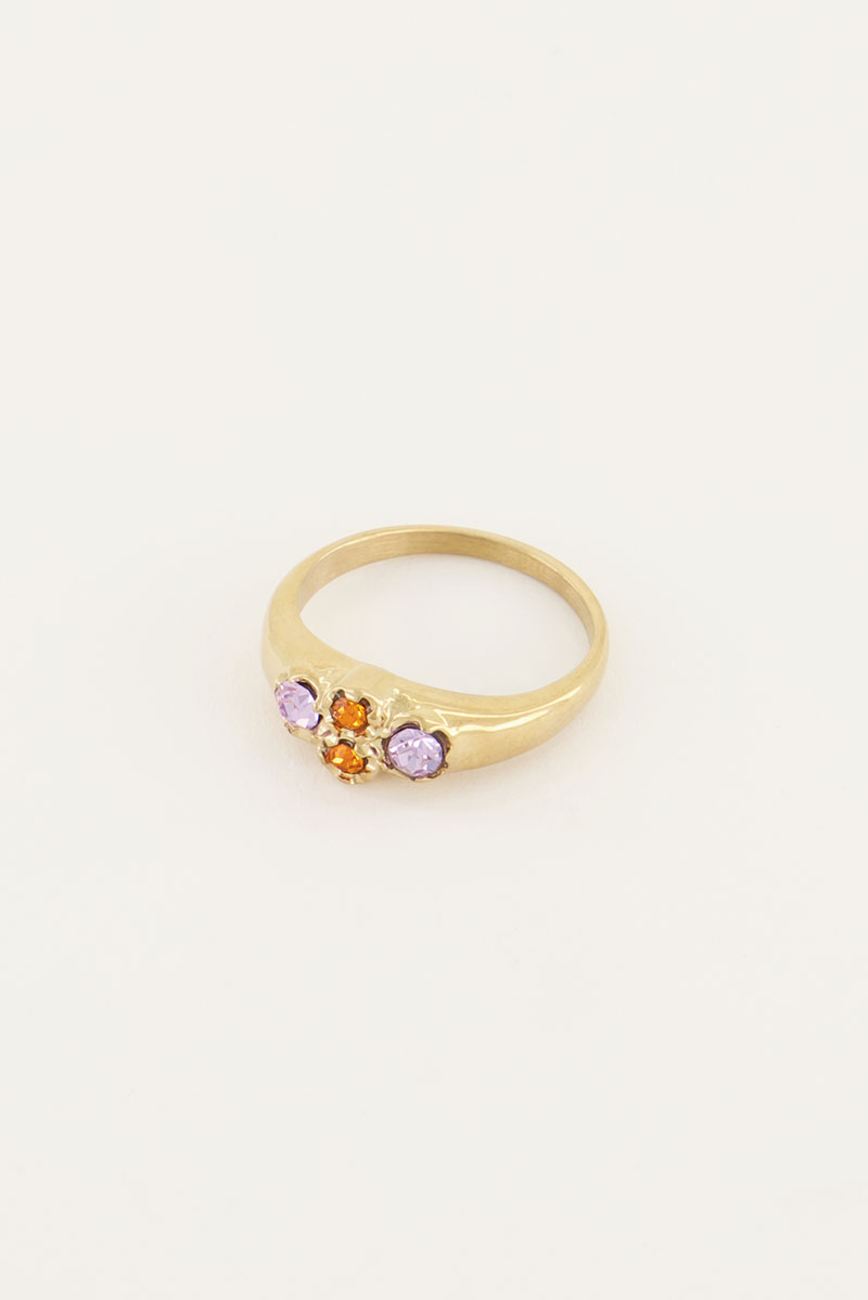 Vintage-Cluster-Ring mit orangen Kristallsteinen
