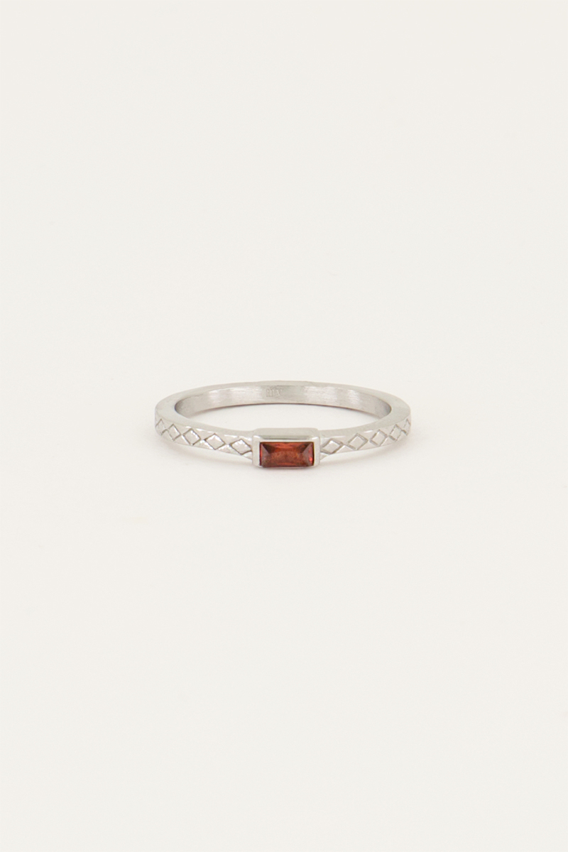 Vintage ring rode rechthoek