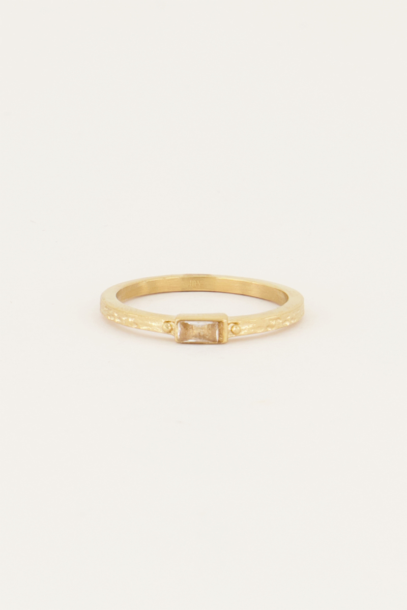 Vintage ring transparante rechthoek & structuur