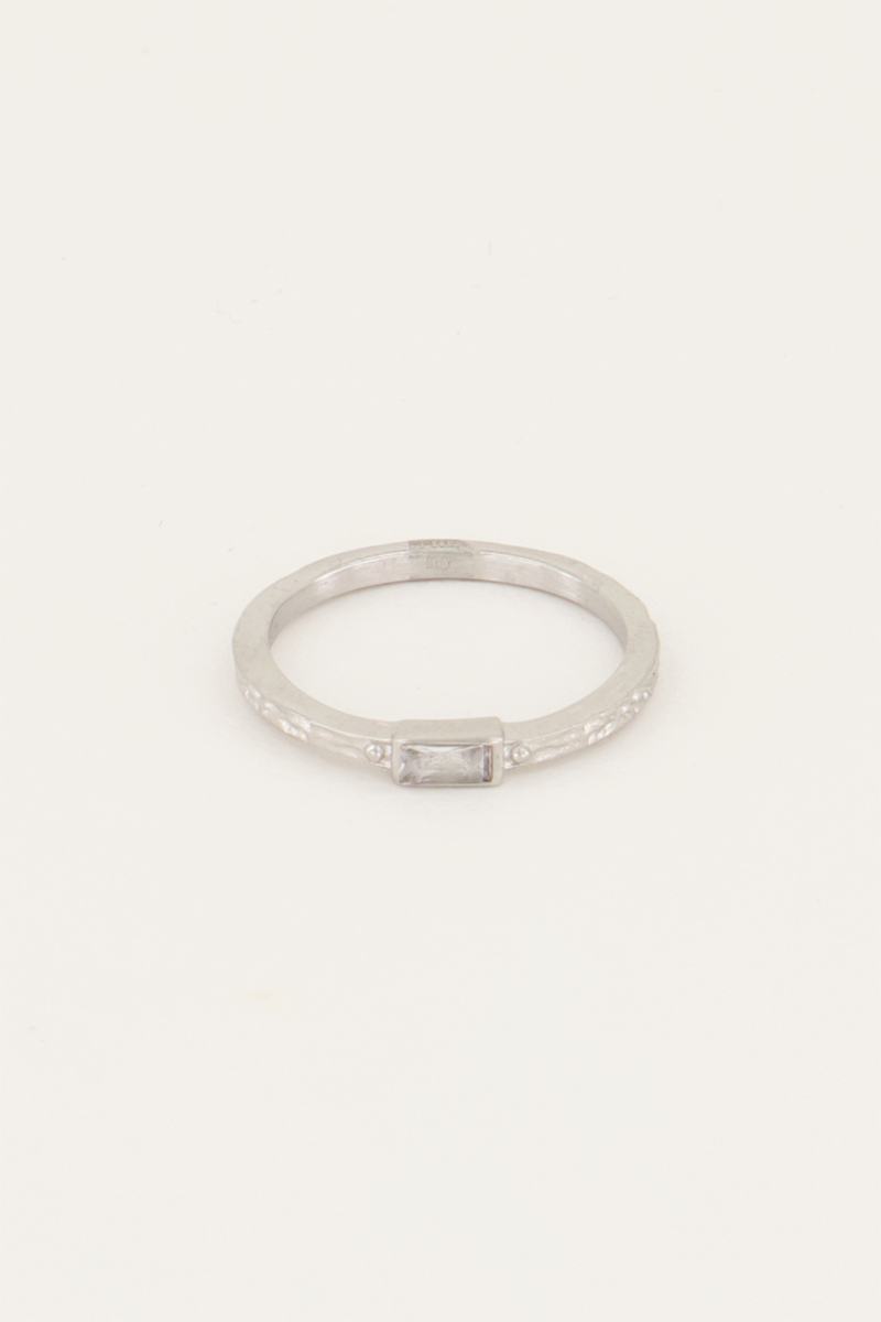 Vintage Ring transparentes Rechteck & Struktur