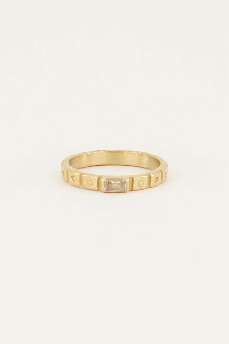 Vintage ring transparante rechthoek