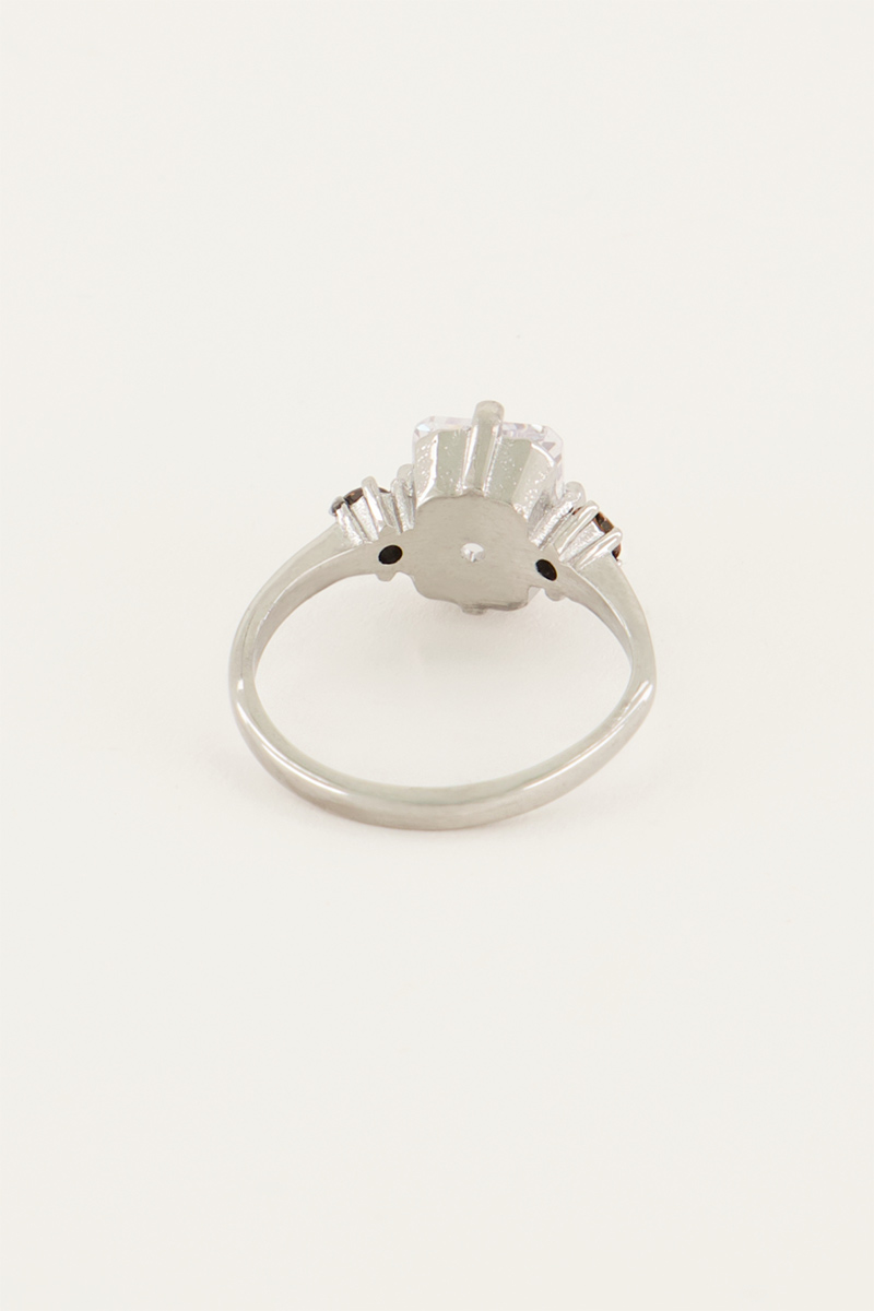 Vintage statement ring transparant kristal