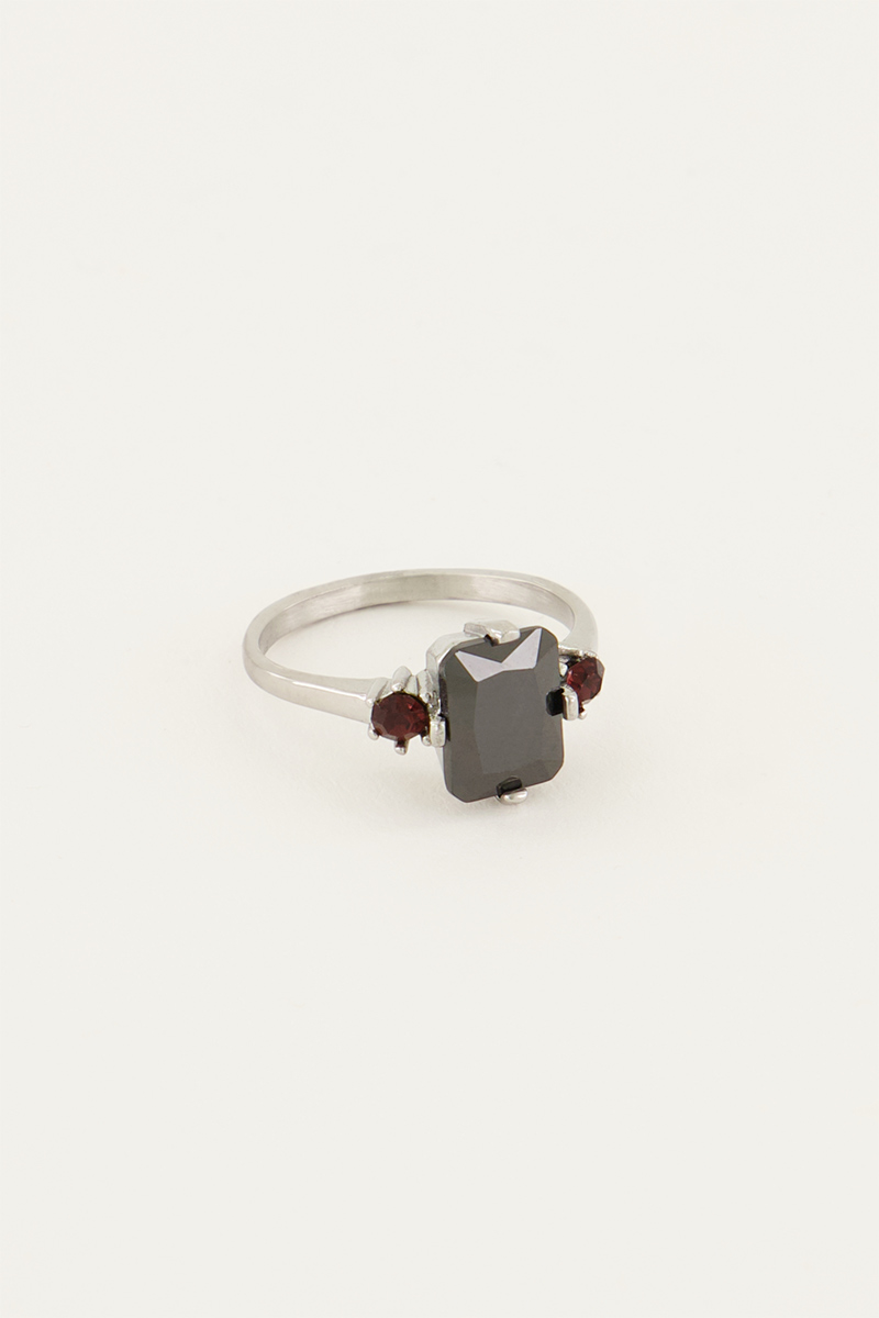 Vintage black crystal statement ring