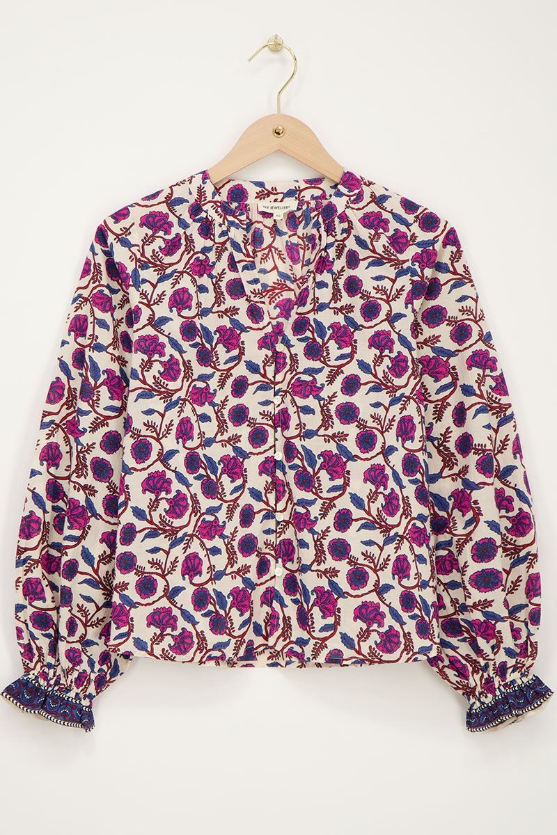 White blouse with floral print | My Jewellery