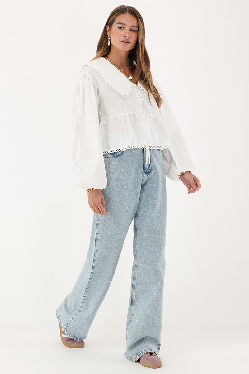 White blouse with peplum & bow | My Jewellery