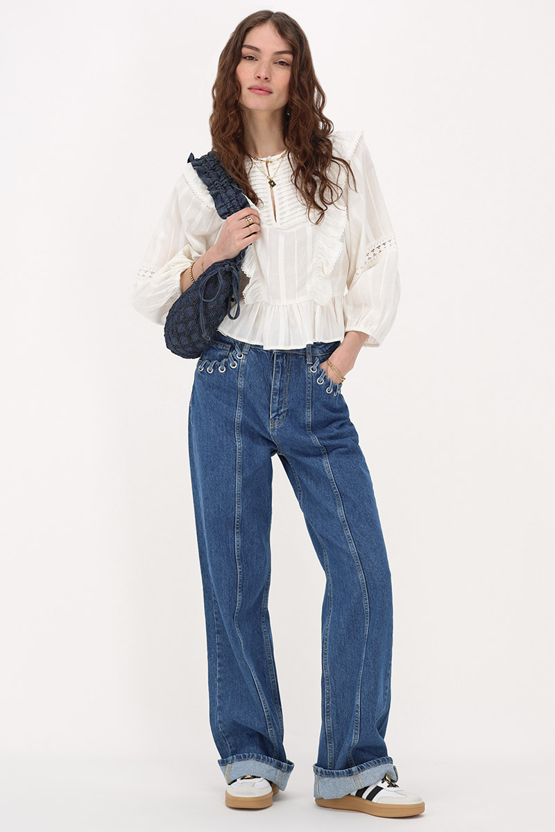 White blouse with pintuck & ruffle | My Jewellery