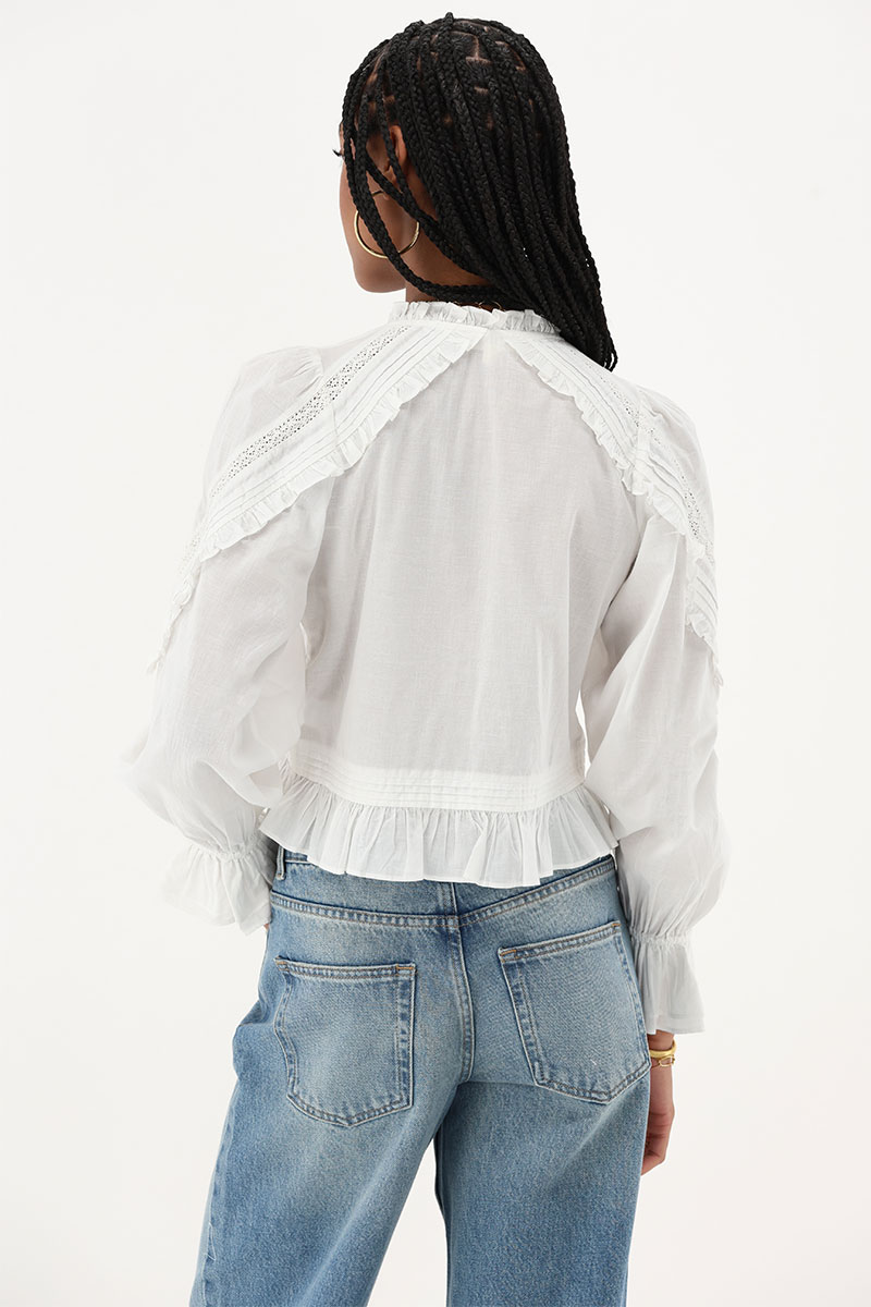 White blouse with ruffle & bows | My Jewellery