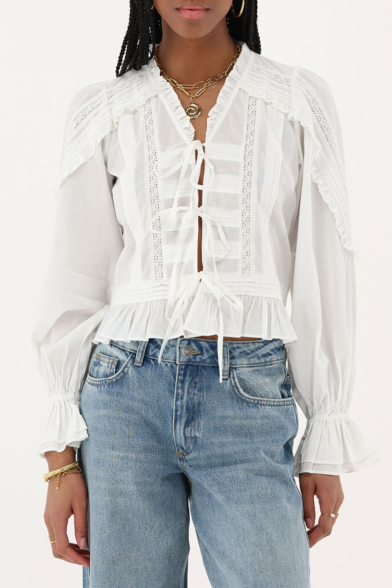 White blouse with ruffle & bows | My Jewellery