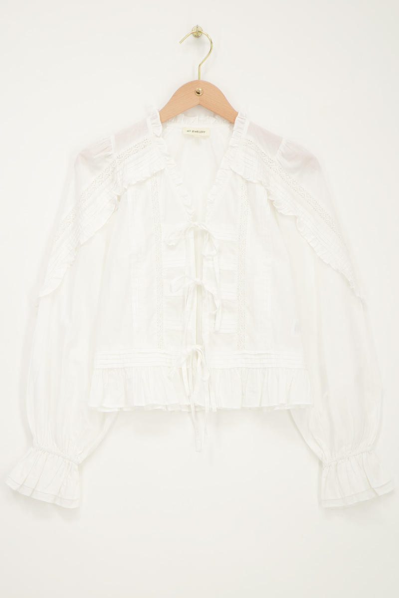 White blouse with ruffle & bows | My Jewellery