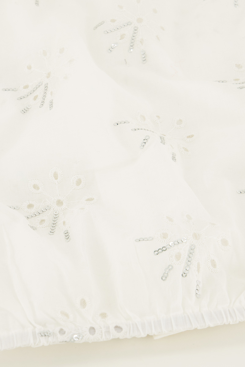 White blouse with silver sequins | My Jewellery