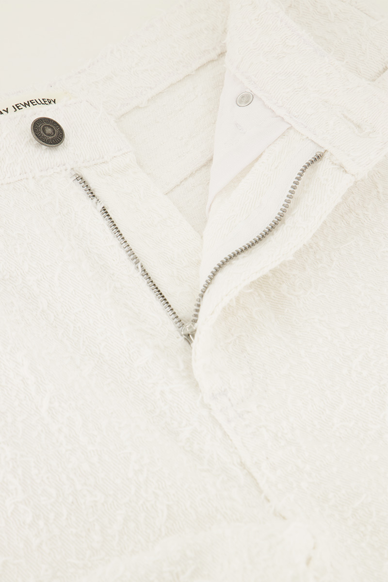 White bouclé wide leg jeans | My Jewellery