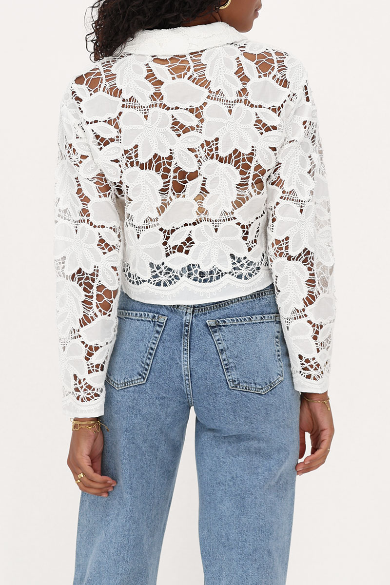 White embroidery jacket with collar | My Jewellery