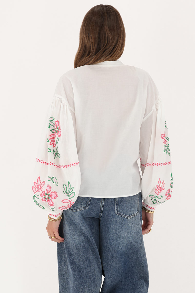 White embroidery blouse with flowers | My Jewellery