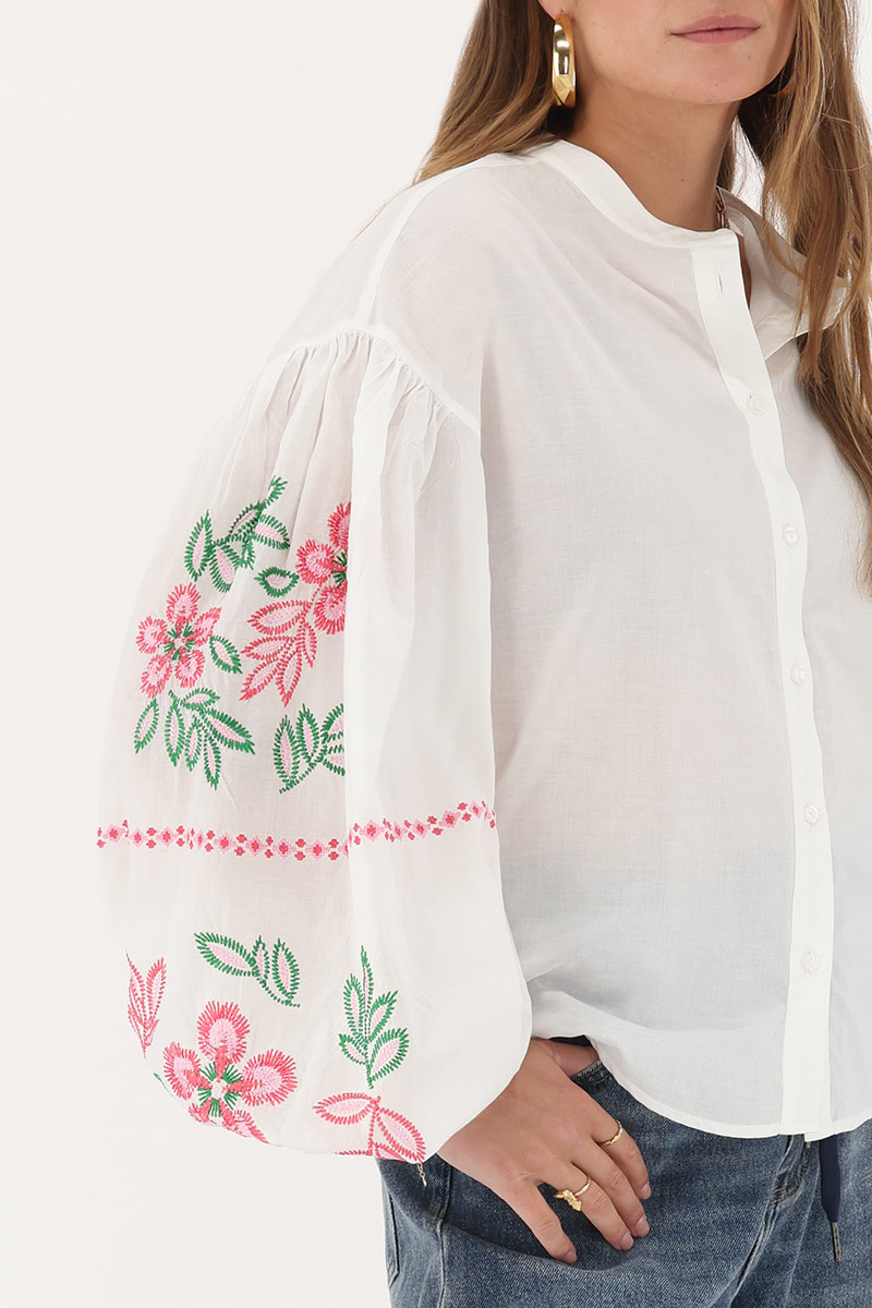 White embroidery blouse with flowers | My Jewellery