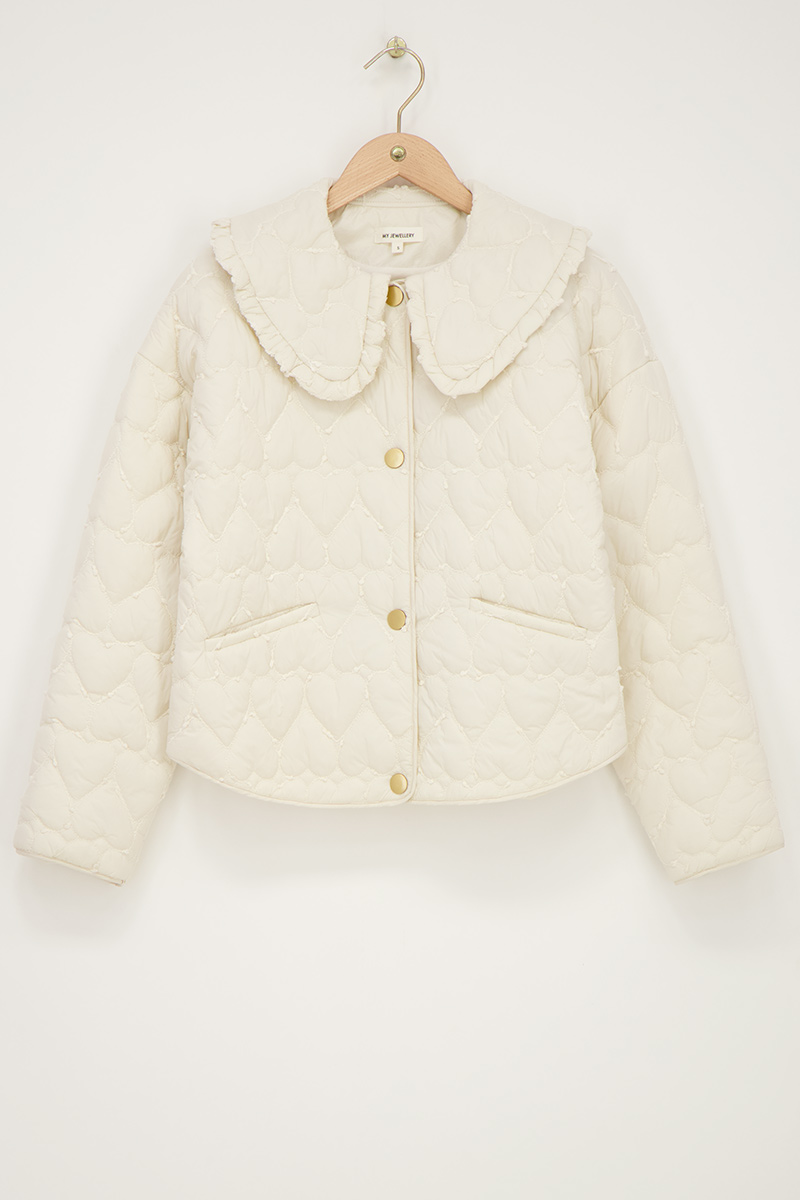 White jacket with padded hearts | My Jewellery