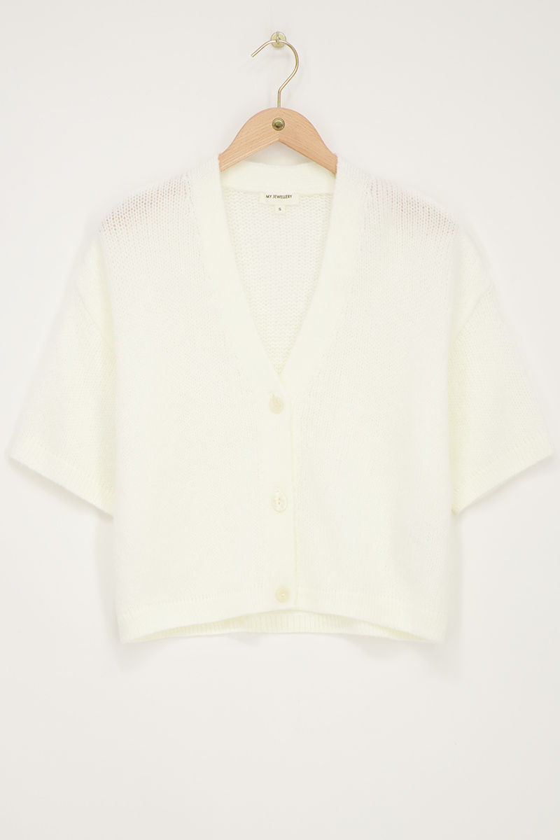 White knit cardigan with short sleeves | My Jewellery
