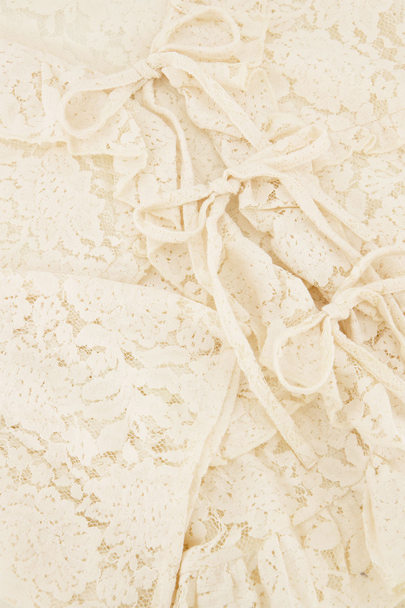 White lace top with long sleeves and bows | My Jewellery