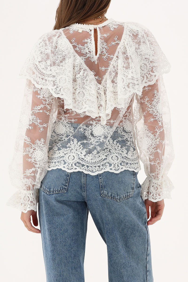 White lace top with ruffle | My Jewellery
