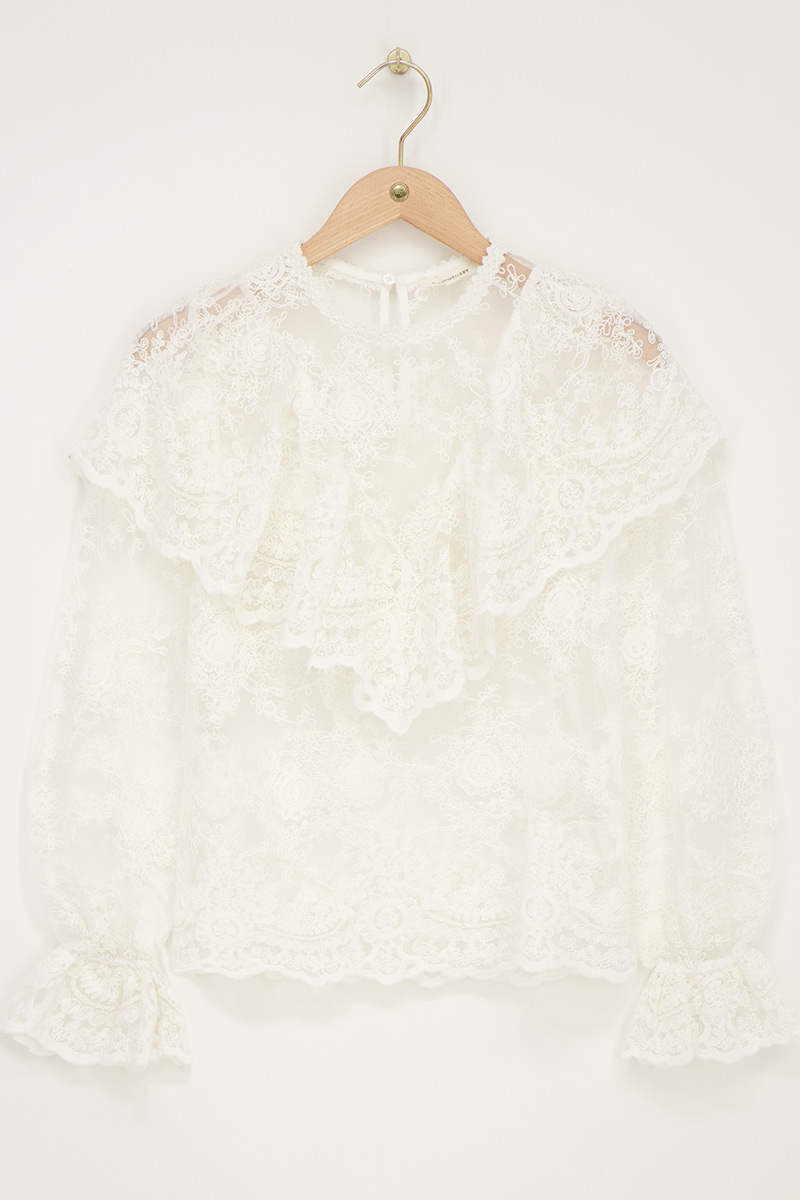 White lace top with ruffle | My Jewellery