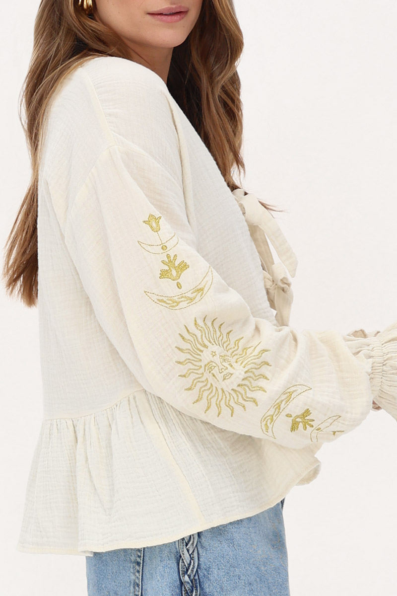 White muslin top with embroidery & | My Jewellery