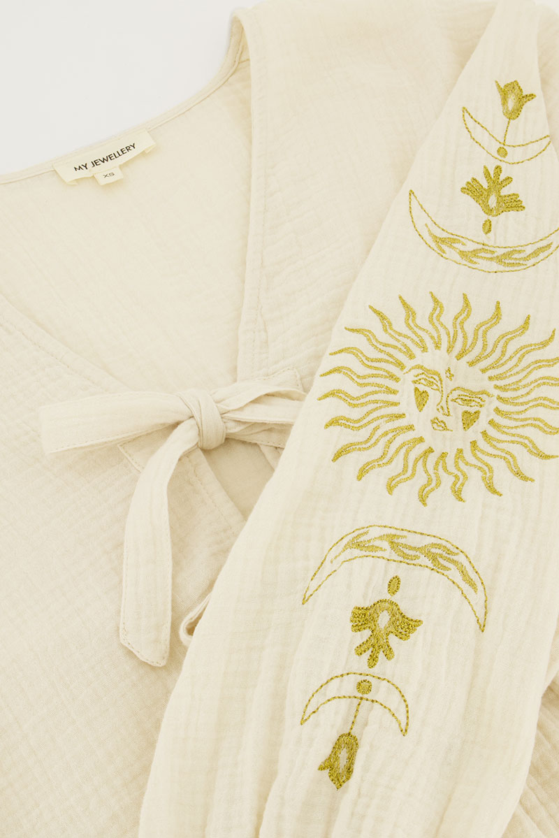 White muslin top with embroidery & bows | My Jewellery